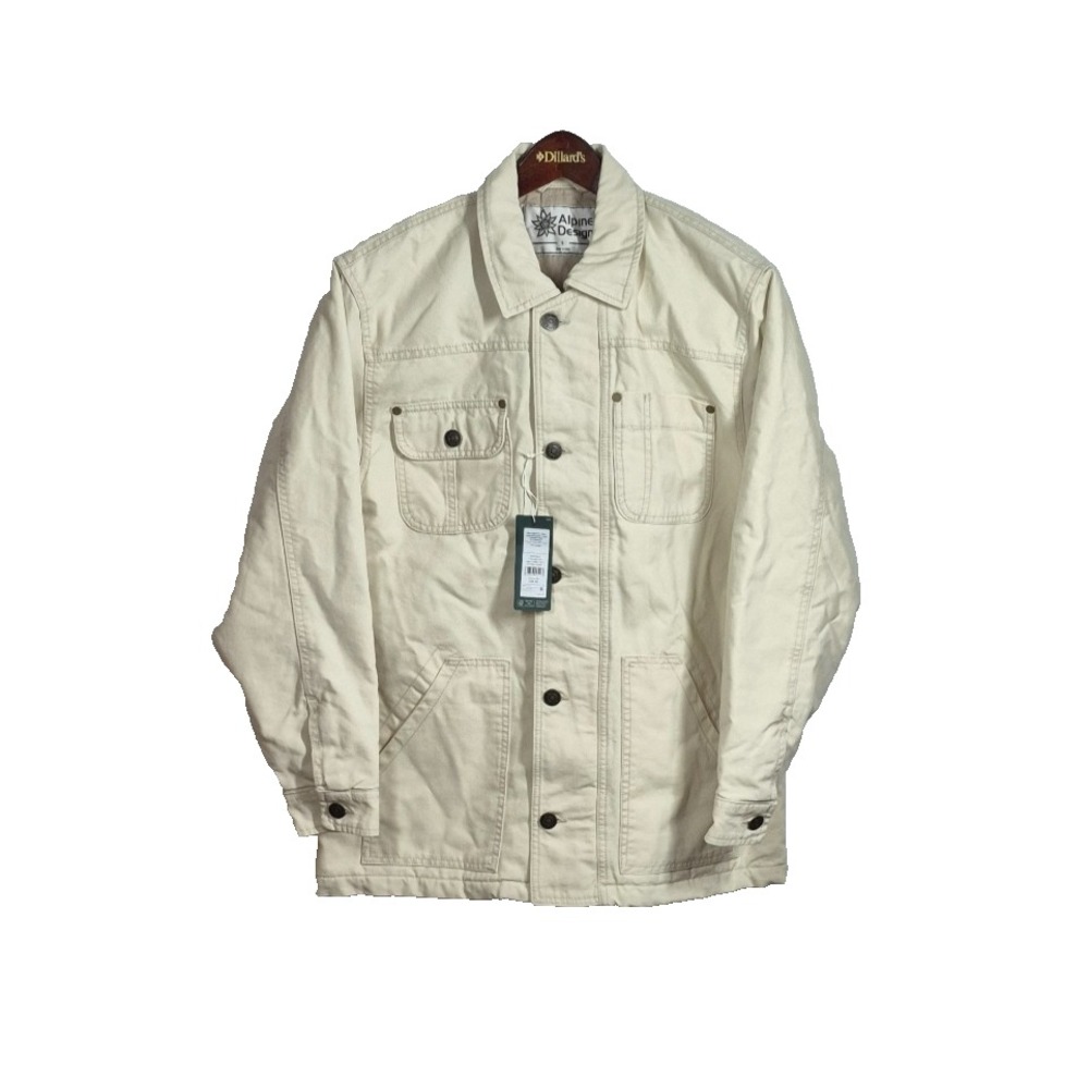 Alpine Design Coat Womens Small Natural Khaki Org Cotton Lined Quilted Chore NEW
